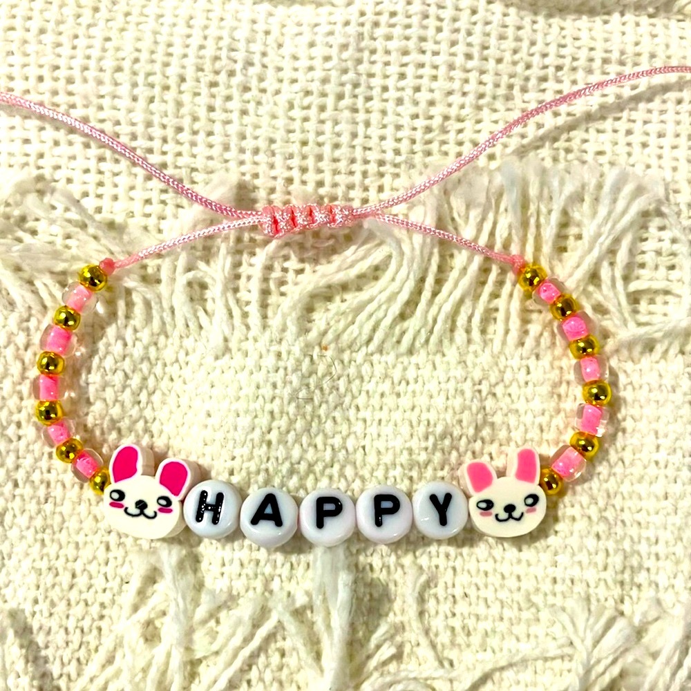 New Super Cute Kids or Adult Boho Bunny Happy Bracelet